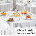 350Piece Plastic Dinnerware Set for 50 Guests – Silver, Silver Plastic