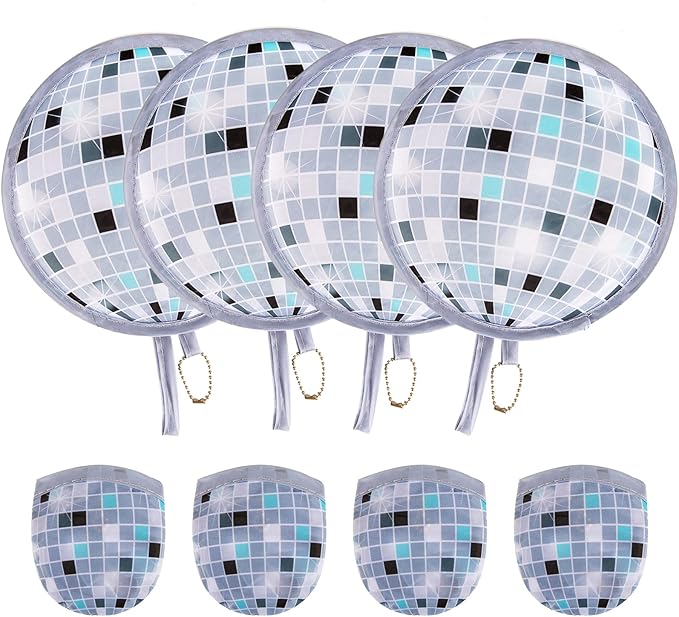 4pcs Disco Round Foldable Hand Fan Japanese Foldable Fan Style Handheld Compact Cooling Fans,Round Folding Fan for Outdoor Games,Xmas Decoration,Festival,Party Favors,Travel,Events