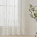 Voile Curtains – White, Decorative White Embossed Butterflies Rod Pocket