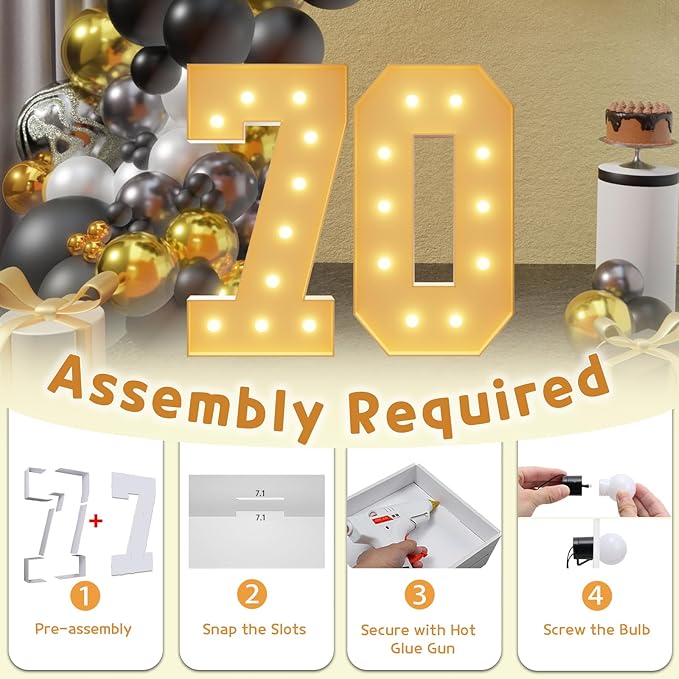 Party Marquee Numbers, 4 Ft Light Up Foam Board Set