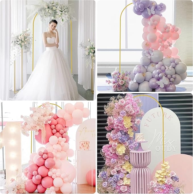 Arch Backdrop Stand, Golden Aluminum Frame, 6 Ft Tall for Events