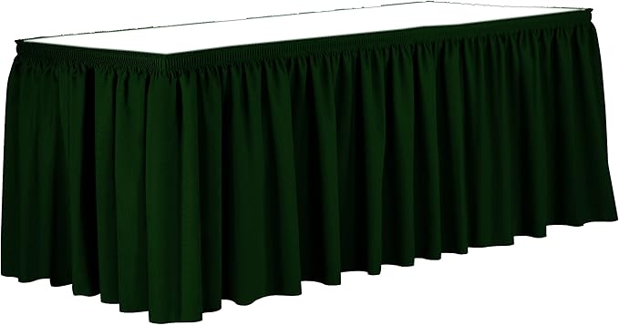 Ultimate Textile Pleat Polyester Fabric Table Skirt - Machine Washable Flame Resistant with Clips for Events, Weddings & Trade Shows, Cut & Sewn in Paterson, NJ - Hunter, 17' Shirred Pleat