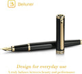Fountain Pen – Black, Stunning Luxury Pens with 24K Gold Accents