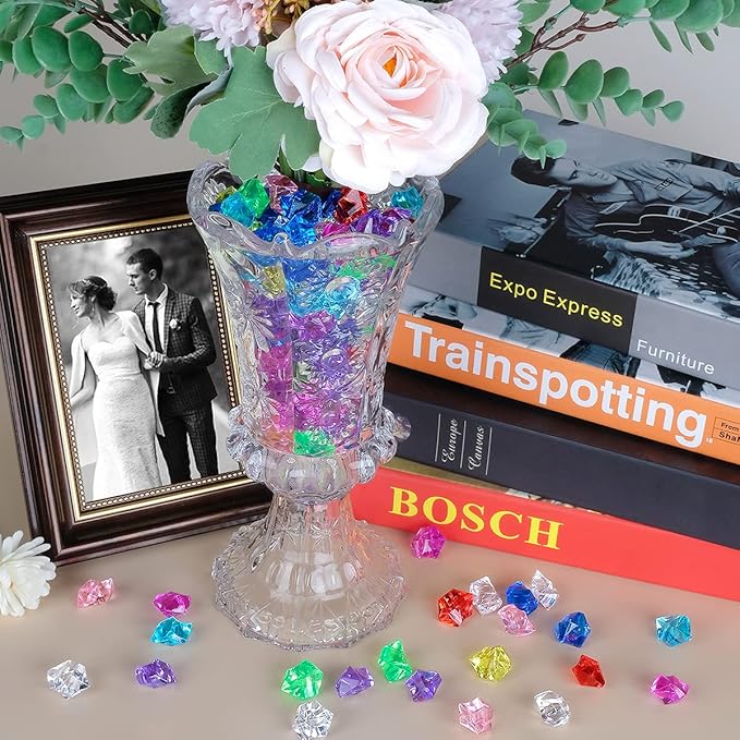 Acrylic Crushed Ice Rocks, Babenest 150 PCS Fake Crystals Plastic Ice Cubes Diamonds Gems for Vase Fillers, Home Decoration, Table Scatter, Event, Wedding, Arts & Crafts (Multicolor)