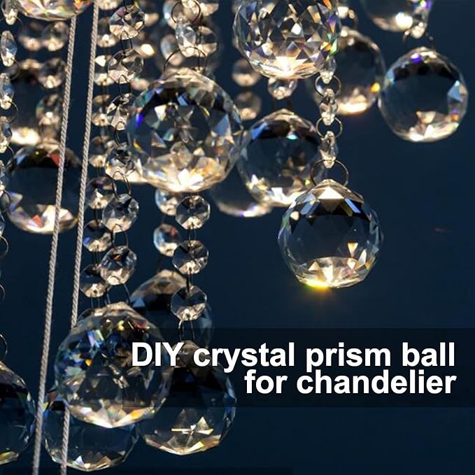 MerryNine 2 Pack Crystal Ball Prism Sun Shine Catcher Rainbow Pendants Maker, Hanging Crystals Prisms for Windows, for Feng Shui, for Gift (Clear) (40mm/1.57")