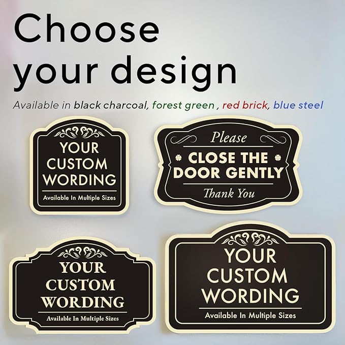 Custom Decorative Outdoor Aluminum Signs, Personalized Driveway Sign, Waterproof, Made In USA - Design 3 Black Charcoal 42x28 In