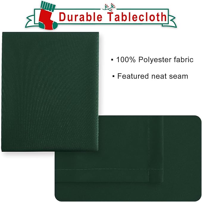 Hiasan 60 x 120 Inch Rectangle Tablecloth - Waterproof Wrinkle Resistant and Spillproof Washable Fabric Table Cloth for Dining Room Kitchen, Hunter Green