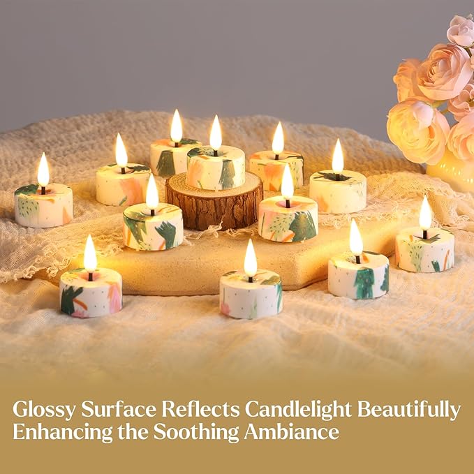 Flameless Candles Christmas Tree Tealights with Remote and Timer