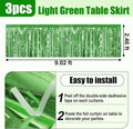 29x108 Inch Foil Fringe Table Skirts Metallic, 3 Pack – Light Green