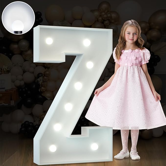 Marquee Letters 3 Feet Tall Large Light Up Letters Baby Shower Decorations Wedding Engagement Proposal White Party Decorations Marry Me Sign Big Cardboard Backdrop Z