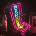 Lucunstar Bar Open Neon Sign,Colorful LED Bar for Wall Decor Dimmable USB Powered Neon Lights for LED for Bussness Man Cave Art Wall Decor