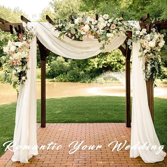Wedding Arch Drape Fabric, Ivory Sheer Chiffon, 8 Panels 20 Ft x 28 In