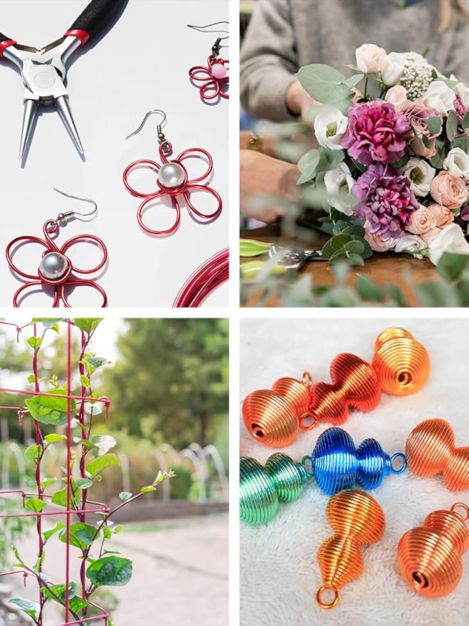 Mandala Crafts 14 Gauge Anodized Aluminum Craft Wire for Jewelry Making – 330 FT Colored Flexible Rose Gold Combo Wire - Bendable for Bonsai Armature Crafting Sculpting