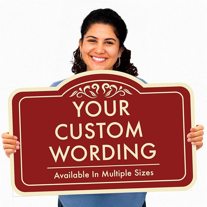 Custom Decorative Metal Sign 'Design 1 Red Brick' 14x10 In - Personalized Aluminum Driveway Sign, Waterproof, Made In USA