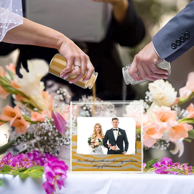 Wall Tabletop Frame Wedding Unity Sand Kit, Clear Acrylic, Yellow and Gray