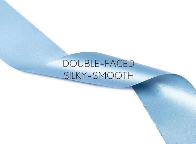 French Blue Satin Ribbon 2.5 Inch Double-Faced Ribbons 25 Yards for Gift Wrapping Flower Bouquet Wedding Paper Bows Invitations Crafts