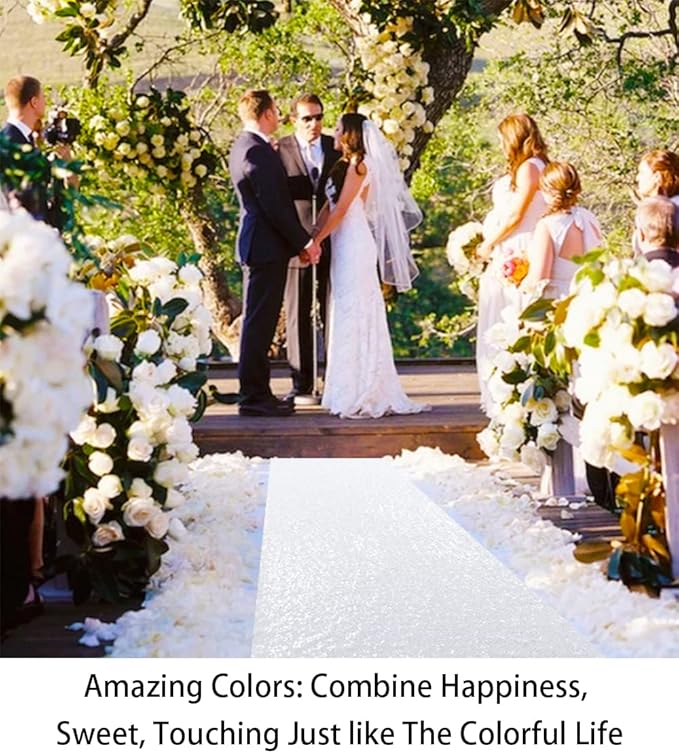 White Wedding Aisle Runner, 4 x 15 ft Rectangular Outdoor Rug