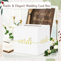 Wedding Card Box – White, Gold Foil Gift Card Box for Party