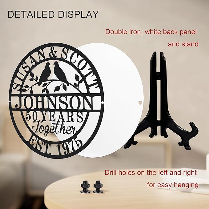 Personalized Christmas Gifts 2025 Best Housewarming Gifts Custom 50th or Any Year Wedding Anniversary Metal Sign Wedding Gifts Personalized Metal Name Signs Monogram Wall Decor
