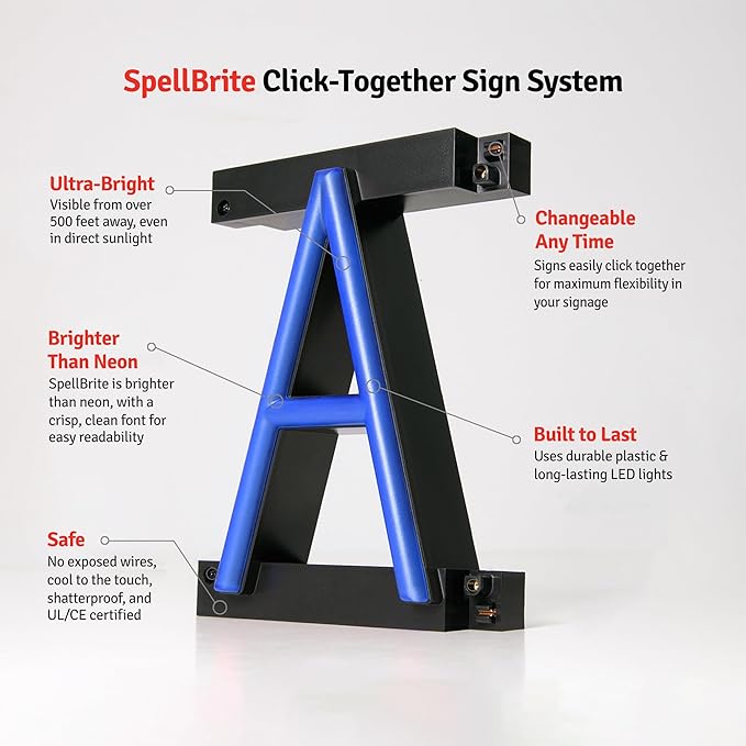 SpellBrite ICE COLD BEER Sign | Beer-Related Sign with Neon Look, Blue LED Light Source | 16.8" x 23.8"