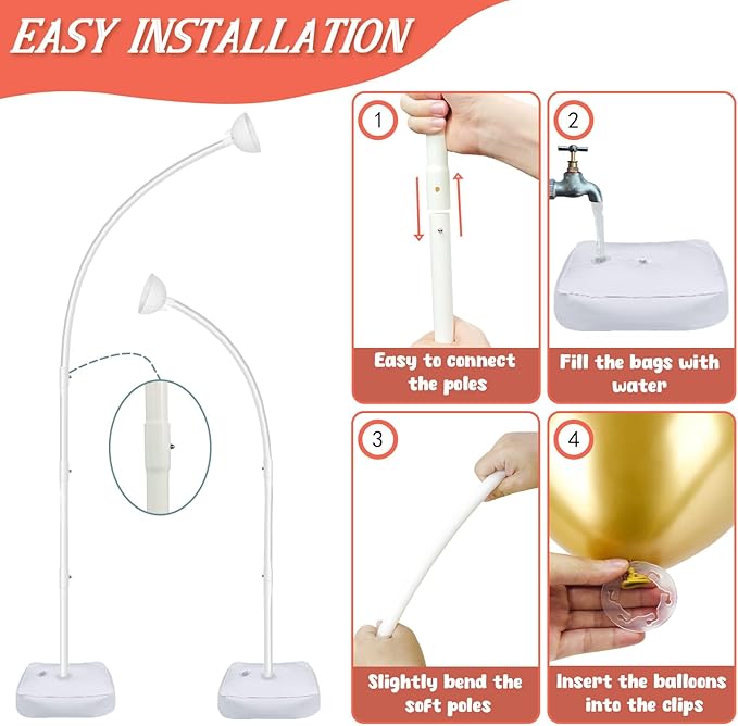 Half Balloon Arch Stand Kit, White PVC, 96 Inch