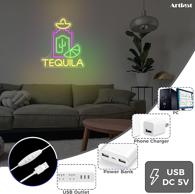 Tequila Neon Sign LED Neon lights for Wall Decor Tequila Signs for Home Bar Beer Bar Restaurant Man Cave Club Tequila Gift