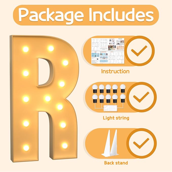 Decorative Sign Marquee Letter R 4 Ft Tall Color Changing Light Up