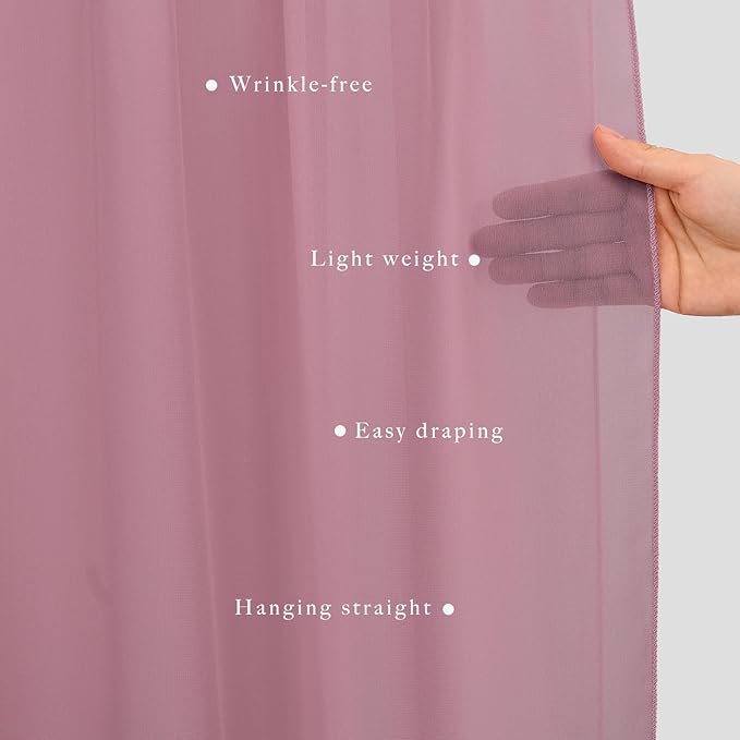 Wedding Arch Draping Fabric, Dusty Rose Chiffon, 2 Panels 20 Ft Long