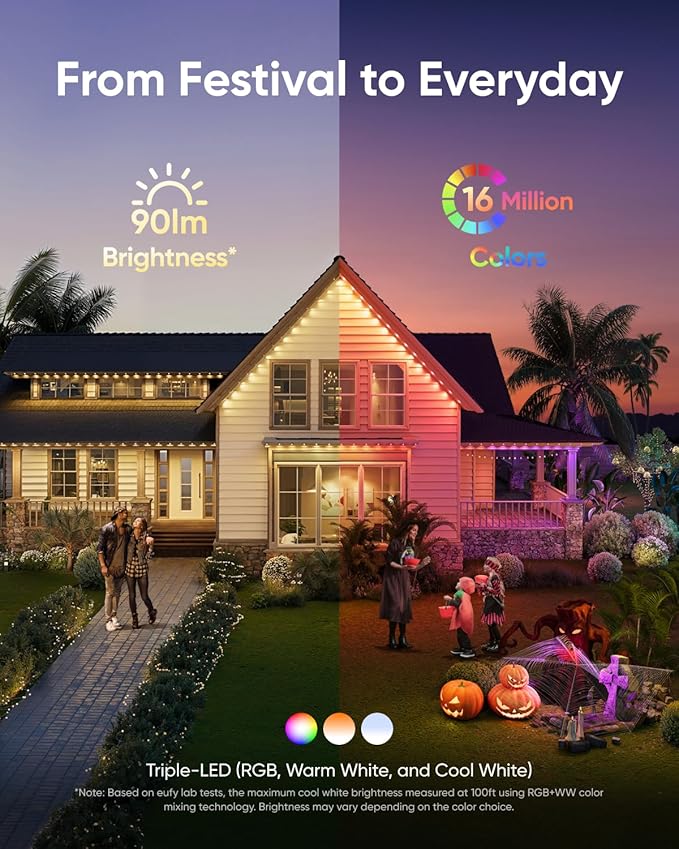 String Lights, 100 Ft Outdoor Smart RGB LED Strand
