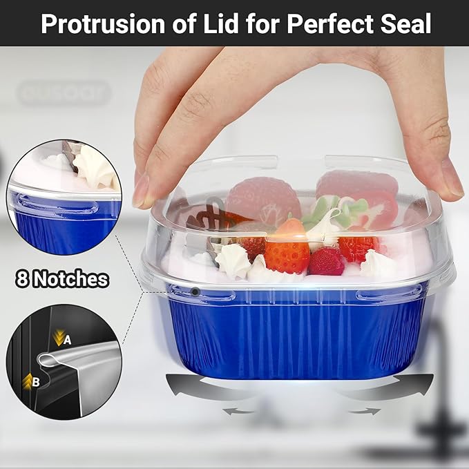 Baking Cups in Royal Blue, 50 Count Aluminum Foil Dessert Ramekins