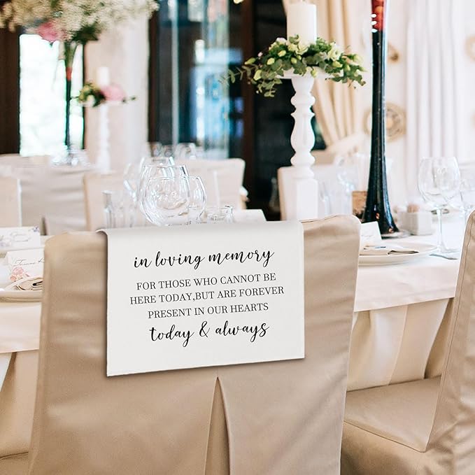 In Loving Memory Wedding Sign, Reserved Memorial Chair Signs Pew Cloths Seating Placeholder, Wedding Decorations for Reception Event Celebrations (today & always, 1 Pc)
