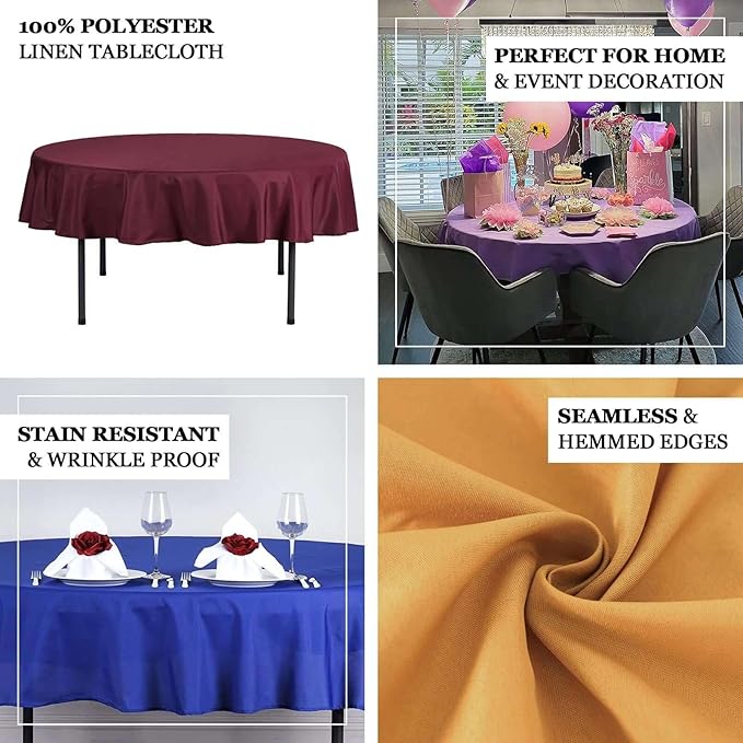 Efavormart Round Tablecloth, 70 Inch Stain & Wrinkle Resistant Washable Table Cloth, Decorative Polyester Fabric Table Cover for Banquet, Wedding, Dining- Navy Blue