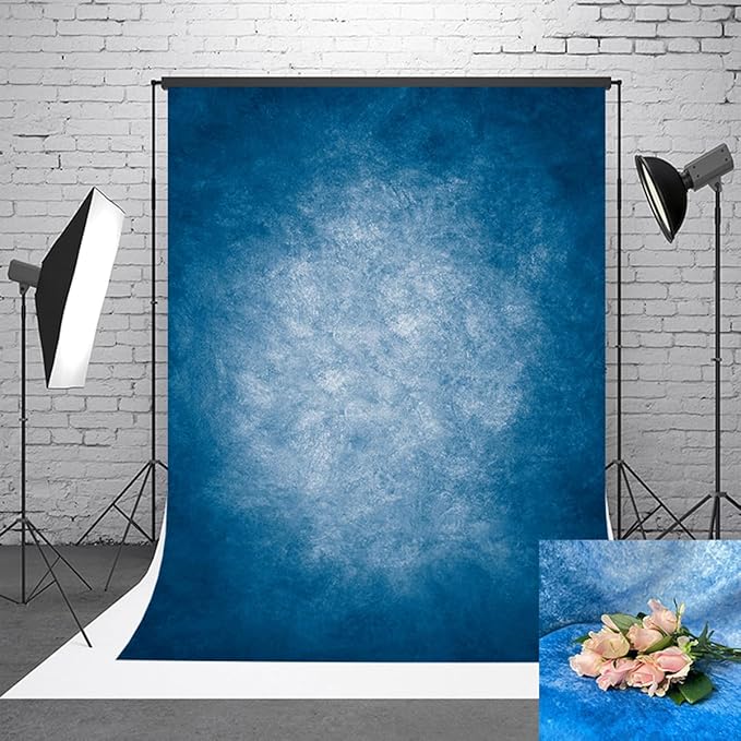 8x10ft Dark Blue Gradient Portrait Photo Backdrops Bright Center Abstract Photography Backdrop for Studio Photo Booth Prop Banner Decor Background
