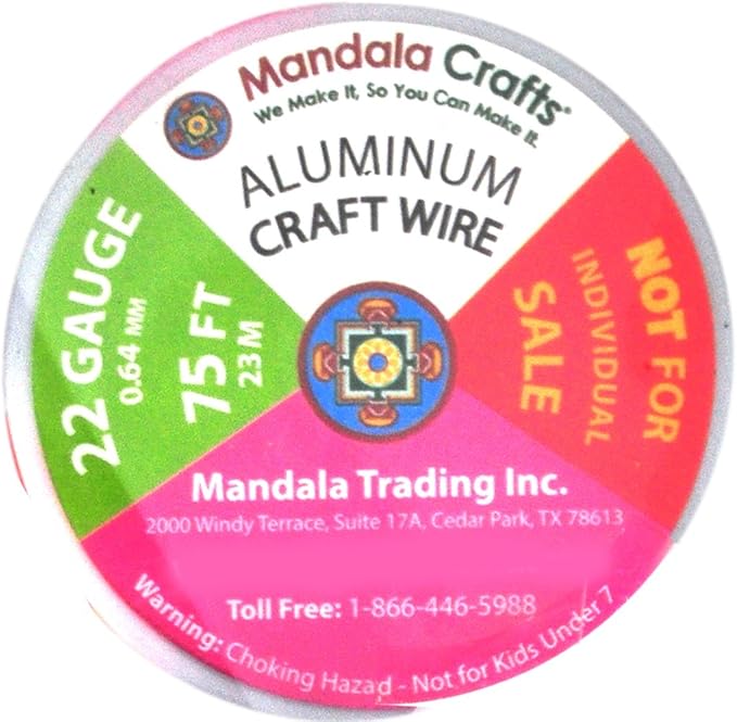 Mandala Crafts 22 Gauge Anodized Aluminum Craft Wire for Jewelry Making - 450 FT Colored Flexible Silver Copper Tone Wire - Bendable for Bonsai Armature Crafting Sculpting