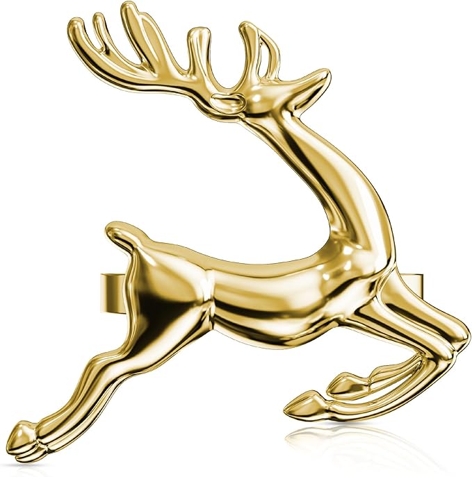 ZeeDix Gold Reindeer Christmas Napkin Rings Set of 12, Napkin Holder Ring for Christmas Dinner Table Decor Cloth Napkins, Wedding Receptions, Holiday Party, Banquet and Home Kitchen