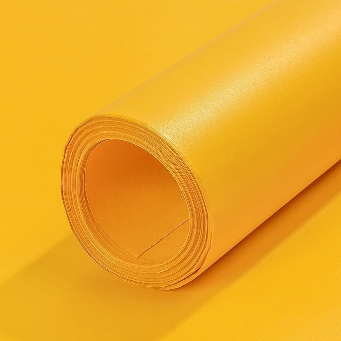 Matte Wrapping Paper Roll - Solid Color Pearly 17.3Inches X 39.4Feet Golden Yellow Shimmer Gift Wrapping Paper Roll Elegant Lustre Paper for Wedding,Valentine's Day,Birthday, Christmas PAP11GY