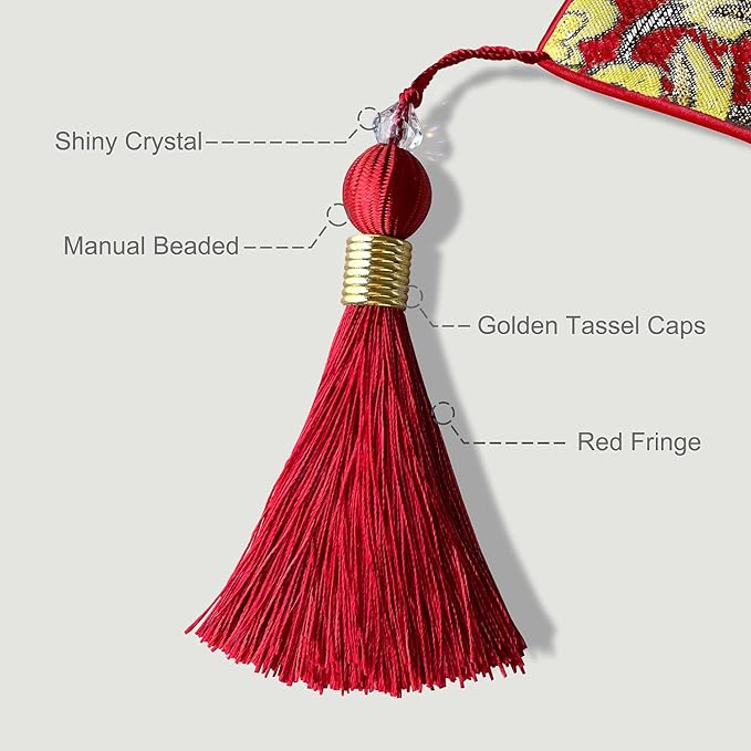 Exquisite Red Table Runner Large 108 inch Tassels Dazzling Vintage European Floral Chenille Fabric