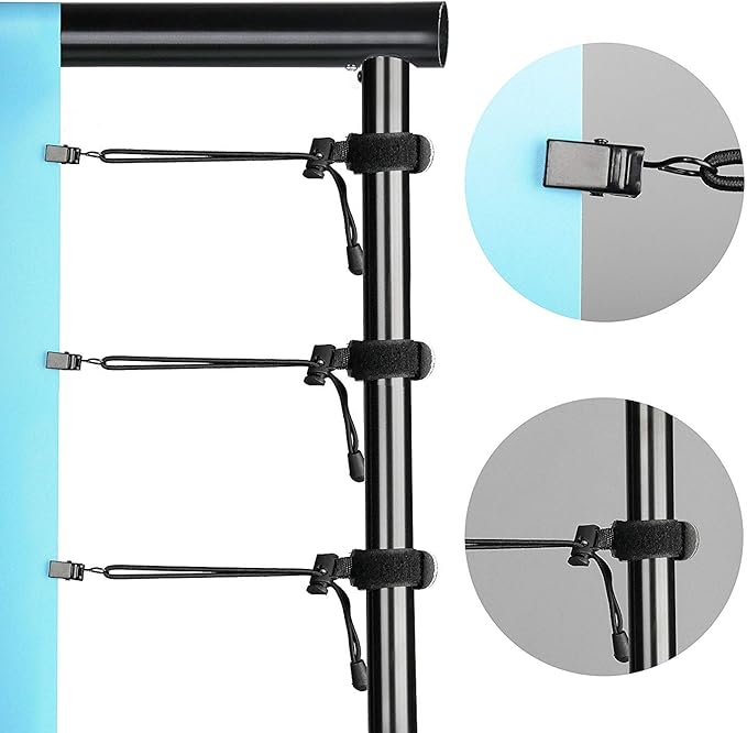 Background Stand Kit, Adjustable 10 ft Aluminum Supports, Black