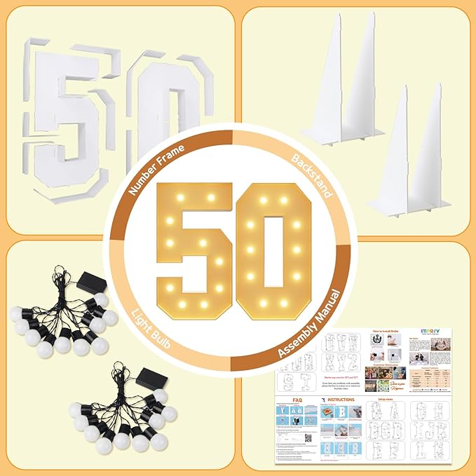 Party Light Up Marquee Numbers, 4 Ft Foam Board Decoration
