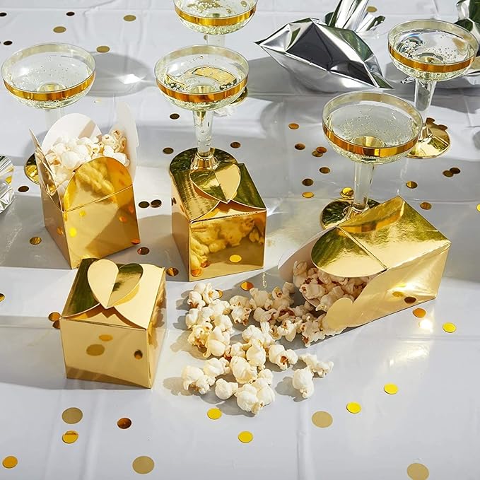 Party Favor Boxes, Gold Polka Dot, 2.5-Inch, 100 Count