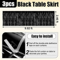 29x108 Inch Foil Fringe Table Skirts Metallic Banner, 3 Pack – Black