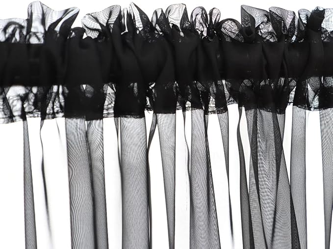 Window Black Sheer Curtains 130 Inches Long 2 Panels Sheer Curtain Basic Rod Pocket Panel for Bedroom Children Living Room Yard Kitchen (Black, 52" W x 130" L | 2 pcs)