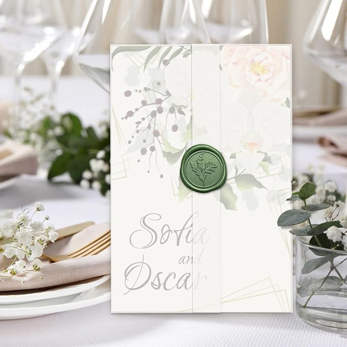 60 Pack Pre-Folded Vellum Jackets for 5x7 Invitations, Translucent Vellum Paper 5x7 Jackets, 100GSM Wedding Invitations Wraps, Envelope Liners for Birthdays, Baby Showers