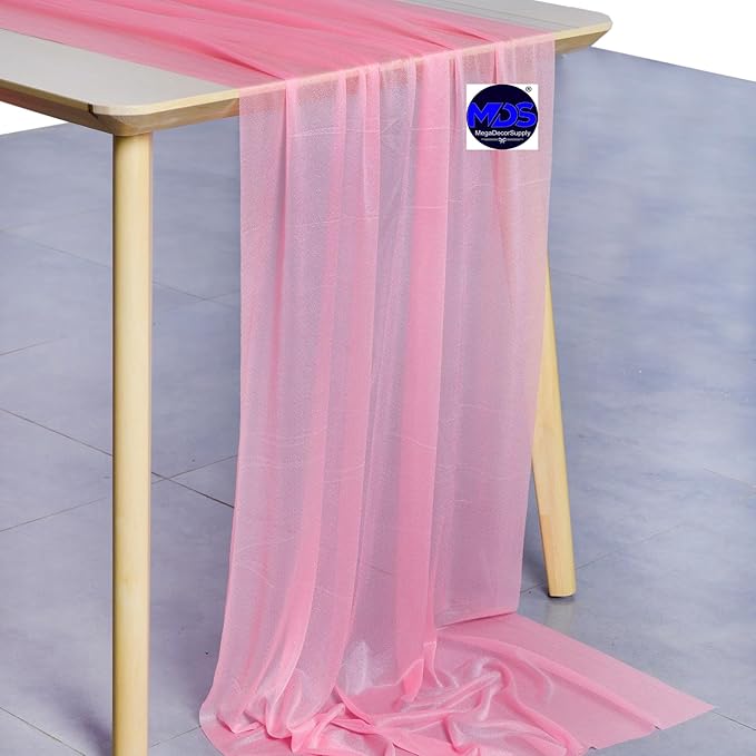 MDS Halloween Chiffon Table Runner - 1 Pack, 29 x 170 Inches, 14ft Each - Sheer Spooky Table Runners for Haunted House Parties, Trick-or-Treat Tables, Witchy Décor, Wedding & Events - Coral