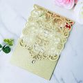 Champagne Wedding Invitations Kit 5 X 7.3 Inch Laser Cut, 50PCS – Gold
