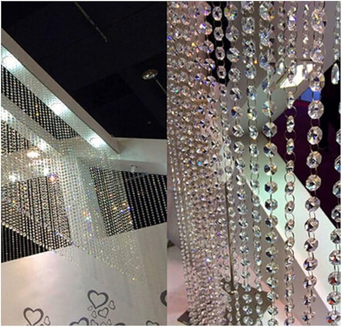 WAZHRMGHG 99FT Clear Acrylic Crystal Garland Strands Hanging Chandelier Bead Chain Ornament String Decorations for Manzanita Centerpiece Christmas Tree Wedding Party Celebration (99FT(30M))