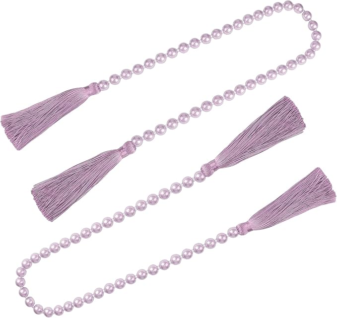 Tassel Garland 34 Inch Purple Glass Bead, 2 Pack Boho Party Decor