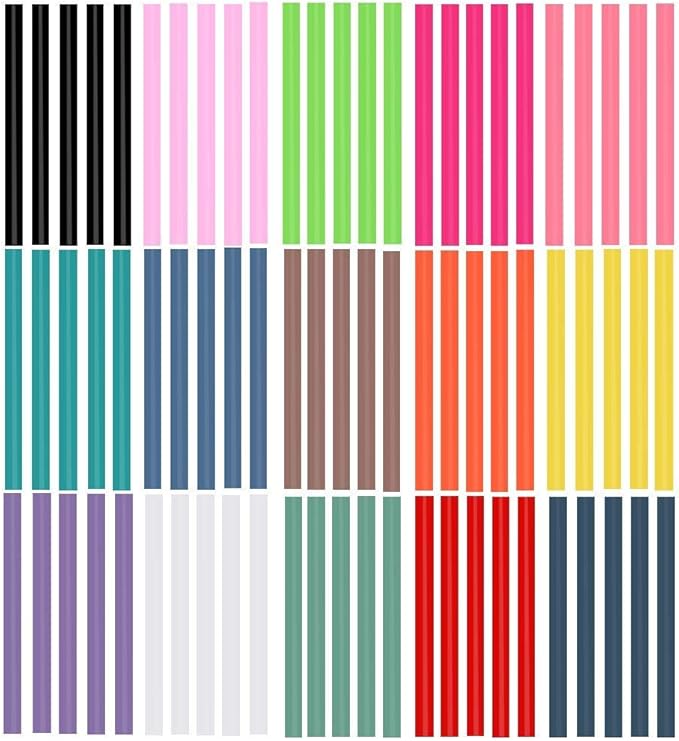 Colored Hot Glue Sticks for Hot Glue Gun 15 Colors 75 Pcs 7* 100mm Full Size Opaque Color Mini Hot Glue Sticks Hot Melt Glue Gun Stick Bulk Purple Black Yellow Pink Red Purple for DIY Art Craft Repair