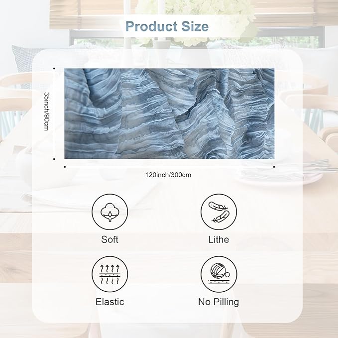 1 Pack Dusty Blue Cheesecloth Table Runner 35x120 Inch 10Ft Rustic Gauze Cheese Cloth Table Runner Sheer Cheesecloth Table Runners for Wedding Party Bridal Shower Decoration