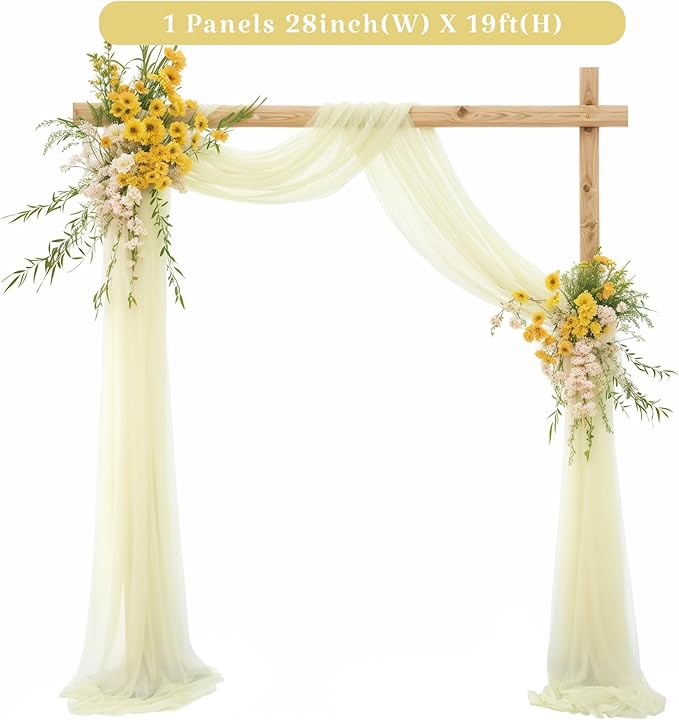 1 Panels Wedding Arch Draping Fabric Ivory Sheer Backdrop Curtain Arch Drape for Wedding Ceremony Reception,Bridal Shower Party Decorations 28" X 19ft